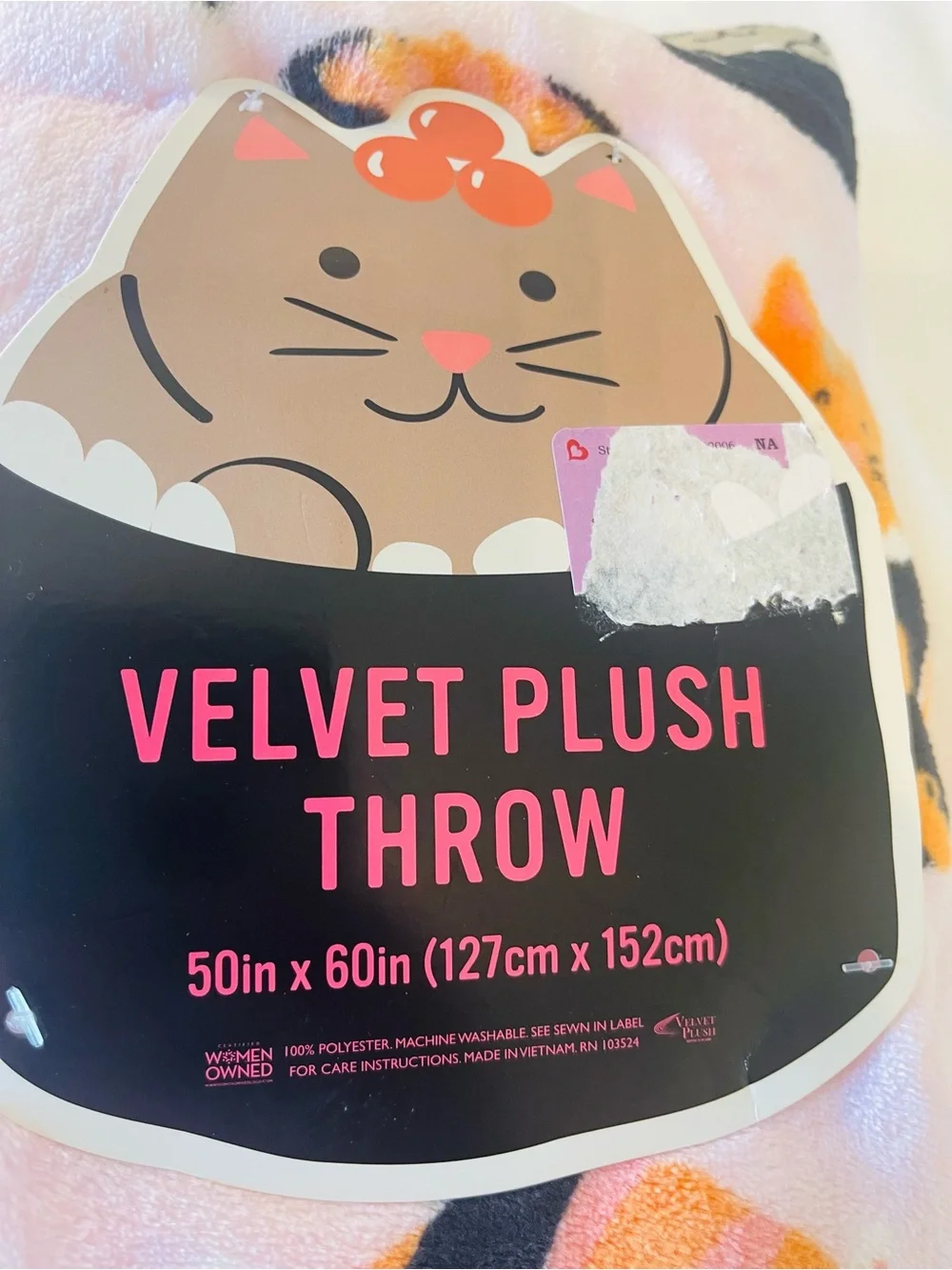 PINK Cat Sushi Plush  Throw 50x60  NWT
